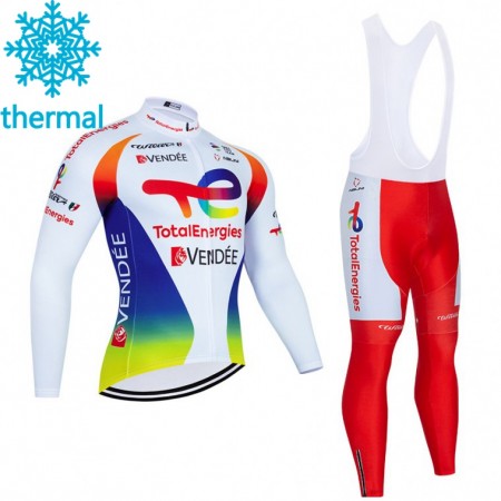 Tenue Cycliste Manches Longues et Collant à Bretelles 2021 Team TotalEnergies Hiver Thermal Fleece N003